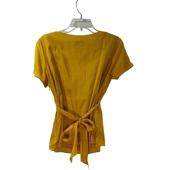 J Crew women’s gold short sleeve v-neck top with back tie size 6. #34-0860 - Picture 6 of 6